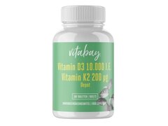 Vitamina D3 10.000 IU + Vitamina K2 200mcg MK7 180 Tablete, Vitabay